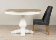 8717W Chateau Pedestal Round Table 1200 Diameter | 5004MAR Southport Chair Leather Marine